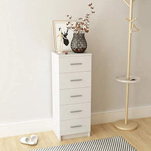 Zerone Comò a 5 Ripiani, Armadio Moderno con cassetti a Colonna Verticale per Ufficio Camera da Letto dell'hotel, 41 x 35 x 106 cm