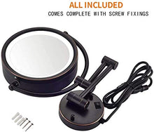 WZDD Specchio Trucco da Parete con Luce LED, Specchio Ingranditore 10X, Specchio Cosmetico Illuminato Nero - 360° Girevole E Rotondo