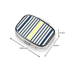Scatola quadrata per pillole medicinali a righe blu e gialle, organizer per pillole da viaggio, per integratori di vitamine