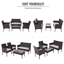 VONLUCE Set Tavolo e Sedie da Giardino in Rattan Arredo Esterno per Terazzi e Balconi, Set Completo Salotto da Esterno (Set da 4 Pezzi) - Arredi Casa