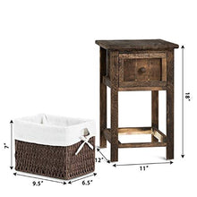 LICHUAN Tavolino comodino mini 2 strati 1 cassetto in legno comodino con cestino per la spesa MDF e solido Paulownia comodino facile da montare