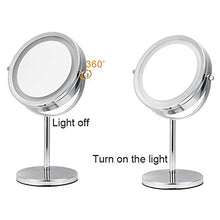 Specchio a LED con Specchio Luminoso a LED Specchio Doppio da 7 Pollici con ingrandimento 10 Volte Ingrandimento a 360 ° con Lampada