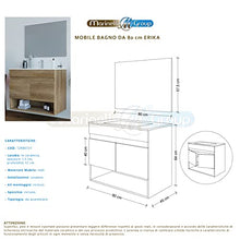 Mobile bagno 80 cm sospeso con lavabo in ceramica e specchio con ante rovere Erika