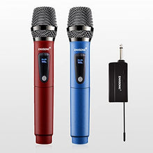 ASFD Microfono da Canto Wireless Durevole Comodo Microfono Ricaricabile Rosso + Blu