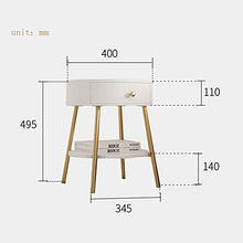 Comodino HAIZHEN Nordic Bianco/Oro cassetto e ripiano, Struttura in MDF/Acciaio