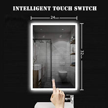 Specchio da bagno a LED, 60 x 80 cm, specchio da parete con interruttore touch, specchio con lampada