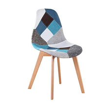 Sedie da pranzo moderne patchwork con gambe in legno scandinave, sedie per studio per soggiorno, sala da pranzo, camera da letto, ufficio, bar, ecc, set di 4 pezzi (blu)