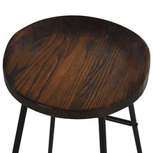 benzoni Set 2 Sgabelli da Bar Alti in Acciaio e Legno 49,5x44x71 cm Marrone Scuro