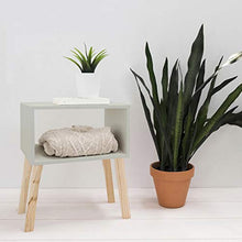 decowood comodino di rettangolare a cubo in verniciato, Legno, Grigio chiaro, 40 x 47 x 30 cm