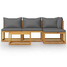 FAMIROSA Set Divani da Giardino 5 pz con Cuscini in Massello di Acacia-7602