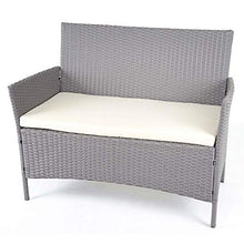 Mendler Salottino da Esterno Giardino HWC-D82 polyrattan Grigio con Cuscini Avorio