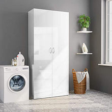 FAMIROSA Armadietto Bianco Lucido 80x35,5x180 cm in Truciolato