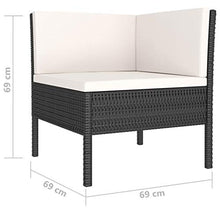 FAMIROSA Set Divani da Giardino 4 pz con Cuscini in Polyrattan Nero-6966