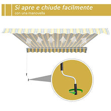 Outsunny Tenda da Sole per Esterno a Bracci 3.5x2.5m, Regolazione con Manovella, Metallo e Poliestere Grigio e Giallo