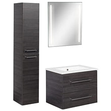 Facchellmann - Set mobili da bagno B.Perfect, 3 pezzi, con mobiletto sottolavello, con lavabo in ceramica da appendere, 60 cm e specchio da bagno a LED