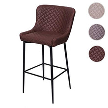 Sgabello Vintage con poggiapiedi HWC-H79 Metallo Tessuto Marrone