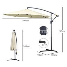 Outsunny Ombrellone Decentrato Giardino Parasole Ferro 3M con Protezione UV Beige
