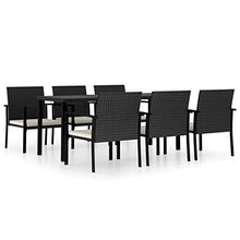 SKM Set da Pranzo da Giardino 7 pz in Polyrattan Nero (54.4kg)