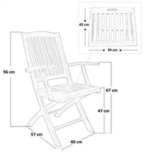 Set 2 sedie pieghevoli eden con braccioli in legno teak da giardino