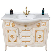 SHOP CHIC Mobile Bagno 105 cm Barocco in Tinta Avorio decapè Completo di specchiera