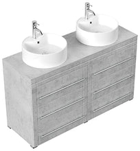 Mobile bagno a terra Memoria Modern grigio cemento con lavabi appoggiati