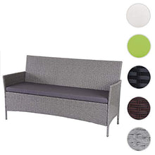 Mendler Serie Halden per l'esterno Divano Sofa 3 posti polyrattan Grigio con Cuscino Antracite
