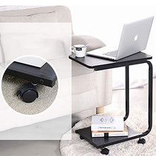 Tavolino A Forma di U. Comodino da Camera da Letto Nero con Ruote Tavolo da Ufficio con Balcone A 2 Livelli, 48 × 30 × 60 Cm