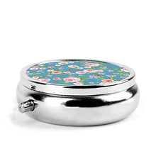 Rose Seamless Pattern Round Pill Container 3 Vano Metallo Medicina Caso Vitamina Organizzatore Titolare Scatola Decorativa per Viaggi All'aperto