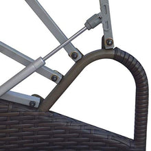 Divano componibile modulare da esterno rotondo per mobili da giardino con baldacchino retrattile, set di divani componibili in rattan in vimini PE per giardino con prato e piscina sul retro