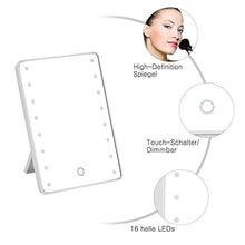 Specchio cosmetico con luce LED, touch screen, 16 LED, senza fili, per trucco, con specchio da barba