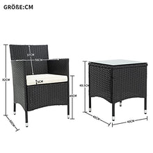 Belissy Set di mobili da giardino in rattan sintetico, poltrone da giardino moderne, mobili da balcone, set da 2 persone, 1 tavolo e 2 poltrone, set per balcone e terrazzo (rattan nero)