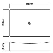Lavabo da Bagno in Ceramica ad Alta lucentezza, Colore: Bianco, Dimensioni: 65,5 x 39 x 14 cm (L x P x A)