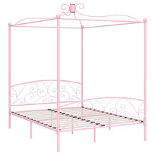SKM Letto a Baldacchino Rosa in Metallo 160x200 cm