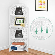 Scaffale angolare a 4 ripiani, organizer multifunzione, bianco