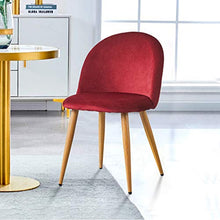 OFCASA Set di 2 Sedie da Pranzo in Velluto Sedie da Cucina Imbottite con Gambe in Metallo Moderne Mobili Rosso