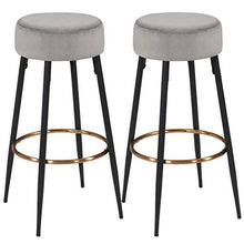 2x Sgabelli da bar tessuto (velluto) rotondo piedini in metallo altezza 80 cm selezione colore Duhome 5168A, colore:grigio, materiale:velluto