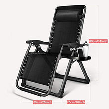 DGHJK Sedie Pieghevoli reclinabili Regolabili Zero Gravity Comoda Sedia reclinabile da Giardino con Cuscini e portabicchieri Carico Massimo 150 kg (Nero)