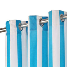 vidaXL 2X Tende con Anelli Classici Eleganti Traslucide Moderne Tendaggi Rivestimento Finestre Privacy in Metallo e Cotone 140x245cm Blu a Strisce