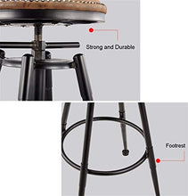 GYPPG Chairs Bar Stools Pub Kitchen Dining Bistro Cafe Adjustable Height 27''-35'' Counter Height Bar Chair Retro Finish Faux Leather Metal Iron (Blue) Counter Kitchen