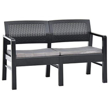 FAMIROSA Panchina Giardino 2 Posti con Cuscini 120 cm Plastica Antracite