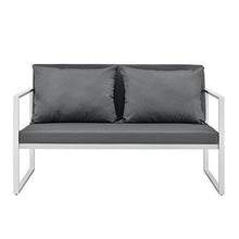 casa.pro] Divano da Giardino - Sofa Esterno - 70 x 114 x 60 cm - Mobile da Giardino Imbottito - Grigio/Bianco - Arredi Casa