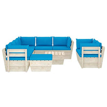 SKM Set Divani da Giardino su Pallet 10 pz con Cuscini Legno Abete (197.6kg) Blu-3676