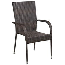 Festnight Sedie da Esterno Impilabili 4 pz in Polyrattan Marrone,Impilabili, per Esterni, Picnic, Giardino
