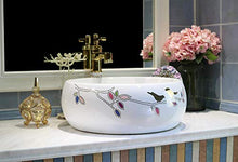 Gorheh Lavabo Bagno in Porcellana con Motivi Floreali Rotondi