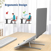 Supporto PC Portatile Pieghevole Omasi Supporto Portatile Supporto Notebook con 6 Livelli di Angoli Regolabili in Altezza, Alluminio Ventilato Porta PC per Tutti i Computer Portatili e Tablet