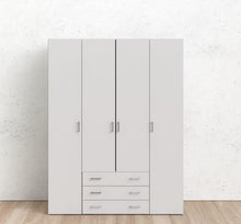 Armadio 4 ante e 3 cassetti bianco, 154X49,5X200,4H