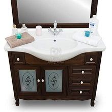 Shop Chic Mobile bagno in legno in stile classico noce con lavabo ante e cassetti