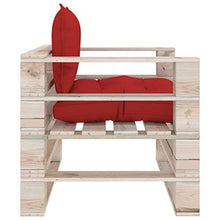 vidaXL Divano da Giardino in Pallet con Cuscini Rossi in Legno di Pino