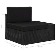 Tidyard Poltrona Divano da Giardino Modulare ad Angolo in Polyrattan,Poltrona Divano Modulare,Nero - Arredi Casa