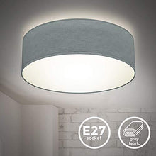B.K.Licht Plafoniera in tessuto grigio, attacco per lampadina E27 non inclusa, Lampada da soffitto diametro 30cm, Lampadario moderno per salotto o camera da letto, IP20 - Arredi Casa